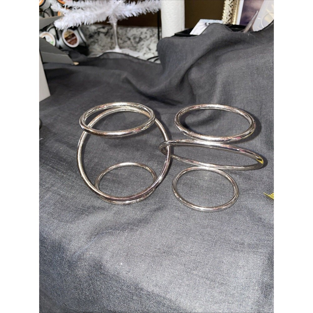 Partylite Gemini Intertwined Chrome Rings Votive Candle Holders w/ Frosted Glass